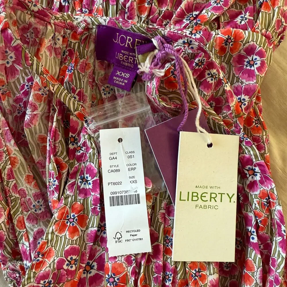 j. crew‎ tie-waist halter floral dress liberty ellie fabric ca089 women xxsmall